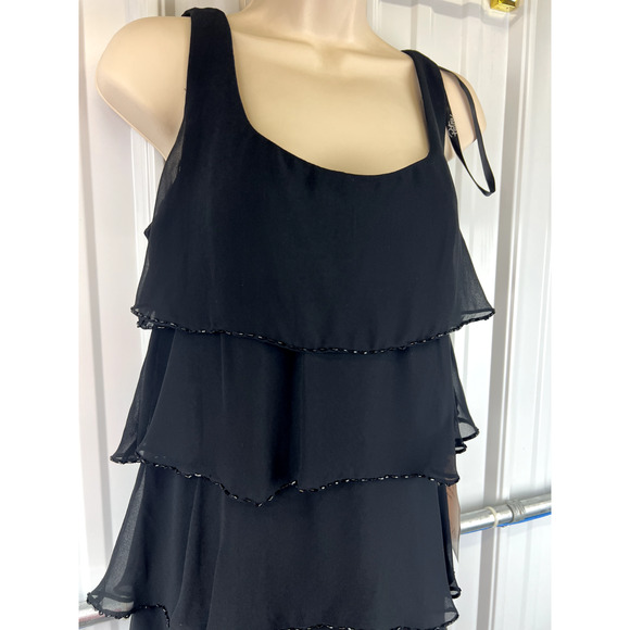 Patra Women's Black Sleeveless Cocktail Dress Size 10p Ruffles Party Cruise NWT - Picture 1 of 16
